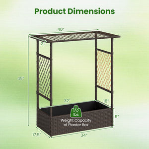 2-in-1 Raised Garden Bed with Hanging Roof and Trellises-Brown