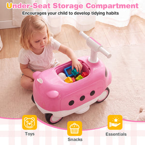 2-in-1 Ride On Push Car for Toddlers 1-3 Years Old with Horn-Pink