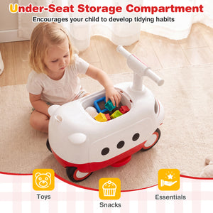 2-in-1 Ride On Push Car for Toddlers 1-3 Years Old Sliding Walker with Horn-Red