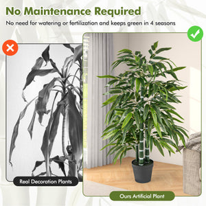 2 Pack Fake Bamboo Leave Tree with 3 PE Bamboo Trunk-Green
