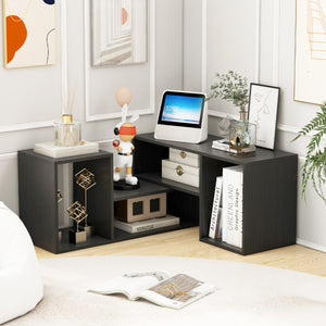 2 Pieces Adjustable TV Stand for TVs up to 55 Inch with Storage Cubes-Black