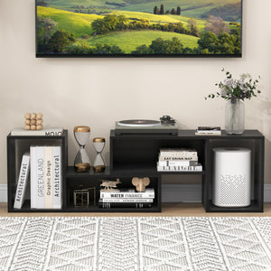 2 Pieces Adjustable TV Stand for TVs up to 55 Inch with Storage Cubes-Black