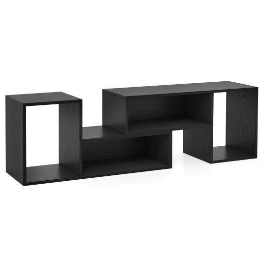 2 Pieces Adjustable TV Stand for TVs up to 55 Inch with Storage Cubes-Black