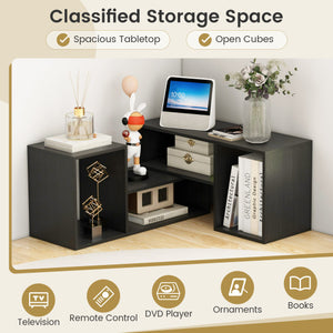 2 Pieces Adjustable TV Stand for TVs up to 55 Inch with Storage Cubes-Black