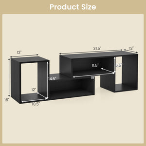 2 Pieces Adjustable TV Stand for TVs up to 55 Inch with Storage Cubes-Black