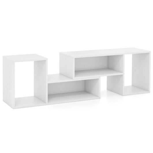 2 Pieces Adjustable TV Stand for TVs up to 55 Inch with Storage Cubes-White