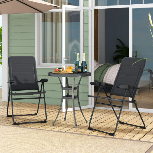 2 Pieces Outdoor Folding Patio Chairs with Adjustable Backrests for Bistro and Backyard-Gray