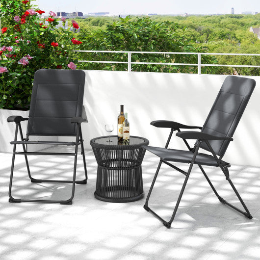2 Pieces Outdoor Folding Patio Chairs with Adjustable Backrests for Bistro and Backyard-Gray