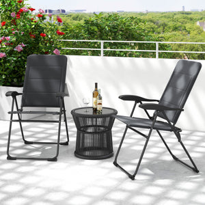 2 Pieces Outdoor Folding Patio Chairs with Adjustable Backrests for Bistro and Backyard-Gray