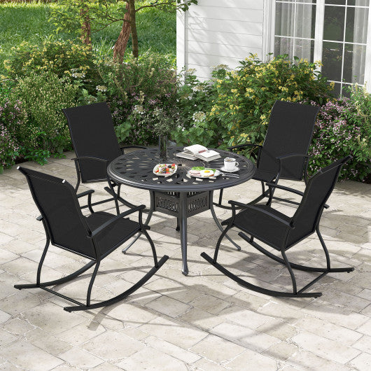 2 Pieces Outdoor Rocking Chairs with Breathable Backrest-Black