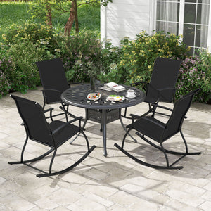2 Pieces Outdoor Rocking Chairs with Breathable Backrest-Black