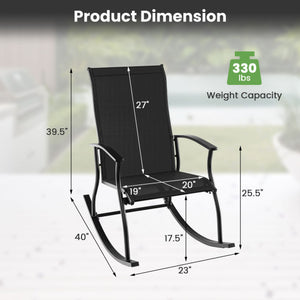 2 Pieces Outdoor Rocking Chairs with Breathable Backrest-Black