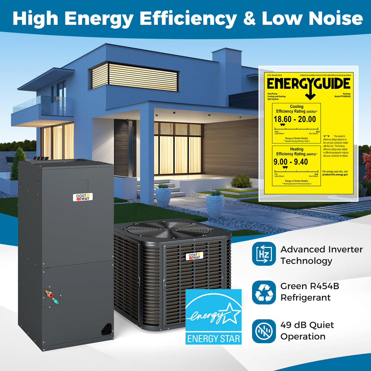 2 to 3 Ton 18.6-20 SEER2 Ultra-Low Temperature ‹ Heat Pump System (Operates down to -4 °F)