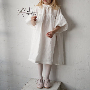Girls' Ramie Cotton Dress Nordic Style