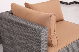 Couch.com Patio Sofa Daybed With Cushions Brown, Durable Design, Weather-Resistant, Rattan Construction, Dark Gray Finish by Couch.com