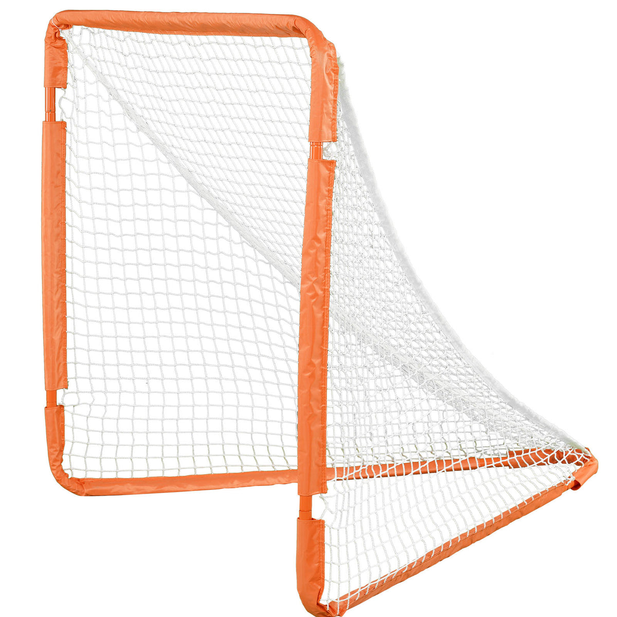 Lacrosse Goal, 4' x 4' Small Kids Lacrosse Net, Folding Portable Lacrosse Goal with Carry Bag, Iron Frame Backyard Training Equipment, Quick & Easy Setup, Perfect for Youth Training, Orange