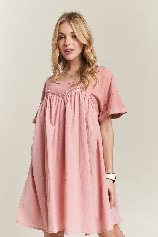 Round Neck Half Sleeve Babydoll Dress – Charming and Feminine Babydoll Dress with Round Neck and Half Sleeves for Casual and Semi-Formal Occasions