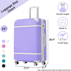 Hardshell Luggage With Tsa Lock, 24" Expandable Lightweight Suitcase With Spinner Wheels, Single Vintage Luggage by Couch.com