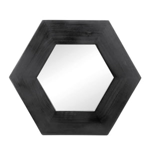 Hexagon Mirror With Natural Wood Frame, Wall Decor For Living Room Bathroom Hallway by Couch.com