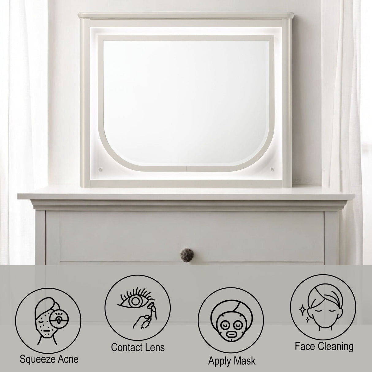 Laveda Mirror With LED - White