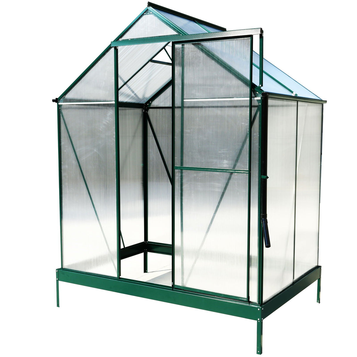 Polycarbonate Greenhouse, Heavy Duty Outdoor Aluminum Walk-In Green House Kit With Rain Gutter, Vent And Door For Backyard Garden by Couch.com