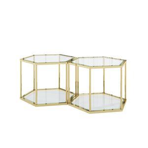 Modern Coffee Table With Double Layer Tempered Glass And Polygonal Design by Couch.com