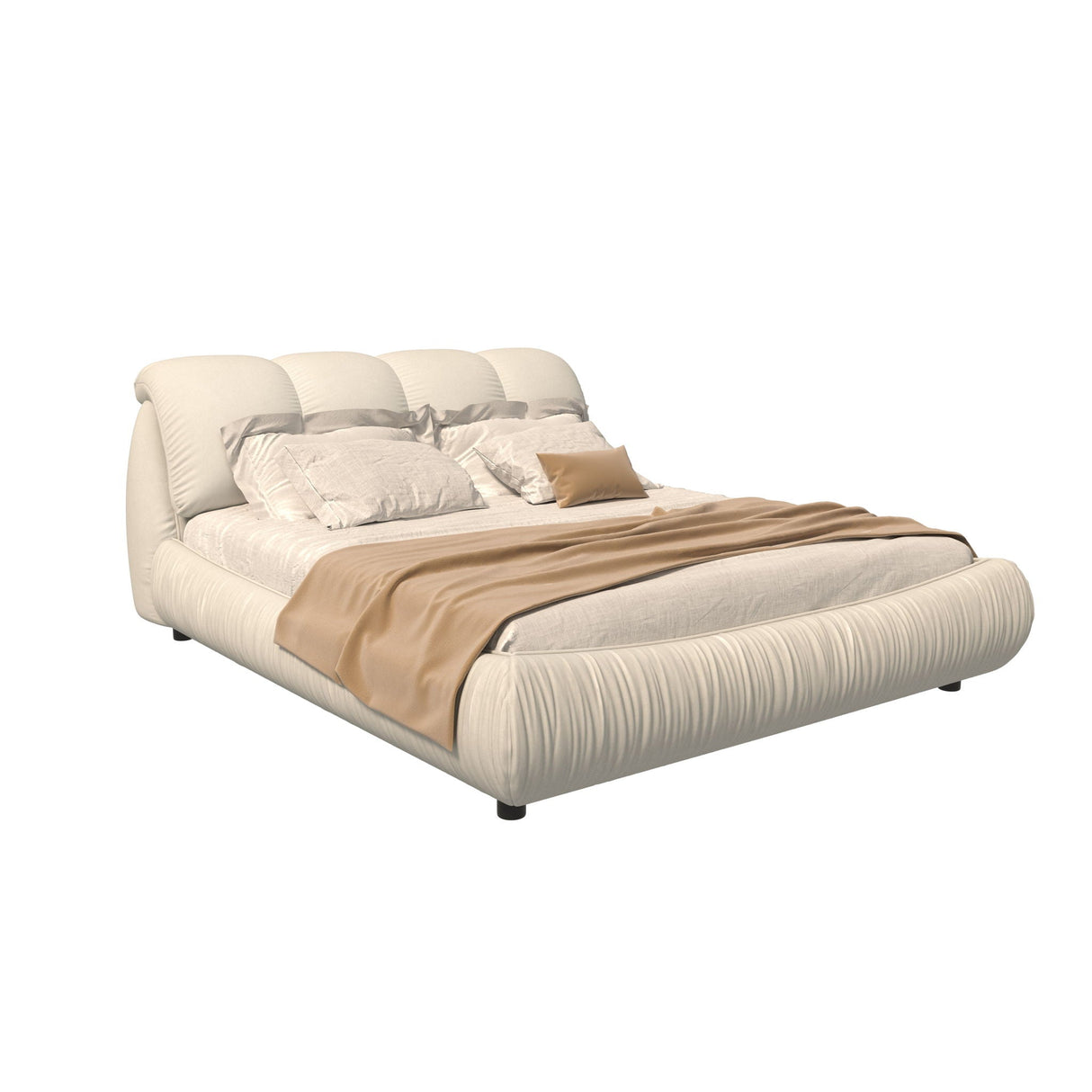 Luxury Upholstered Platform Bed With Oversized Padded Backrest And Solid Wood Frame by Couch.com