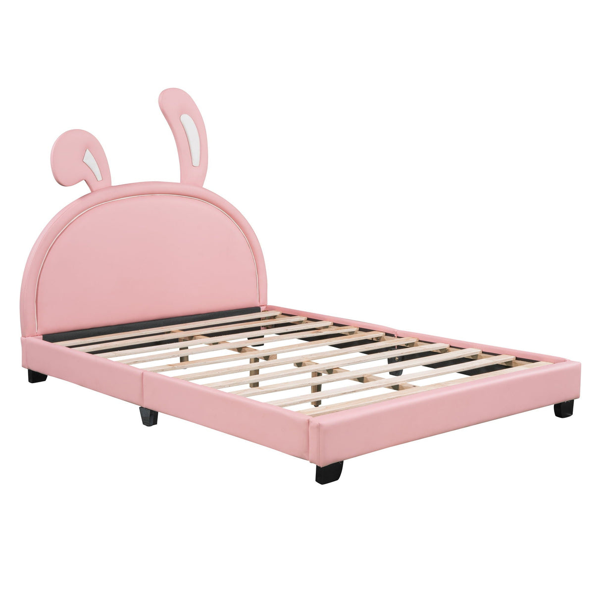 Upholstered Leather Platform Bed With Rabbit Ornament by Couch.com