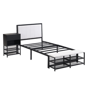 Platform Bed With 2 Tier Storage Shelves, Storage Cabinet by Couch.com