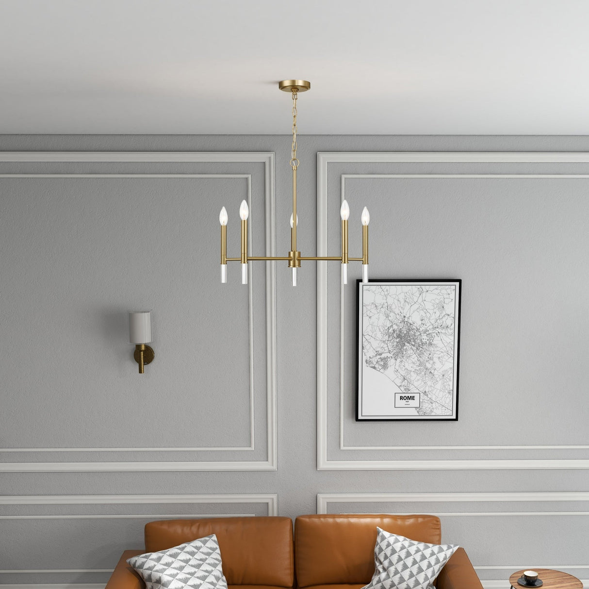 Courtyard Five Light Golden Brass Candle Light Chandelier