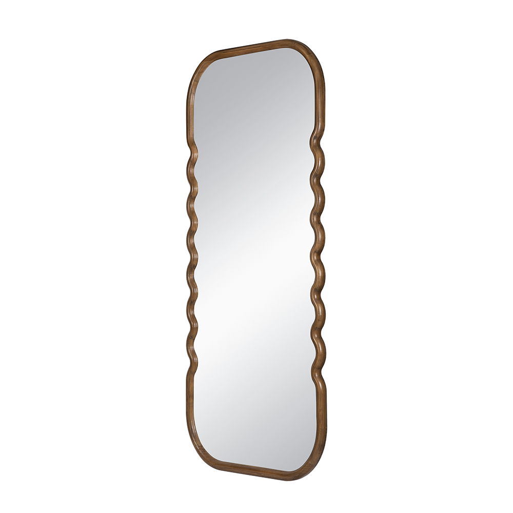 Oversized Wooden Floor Mirror With Unique Frame - Brown by Couch.com