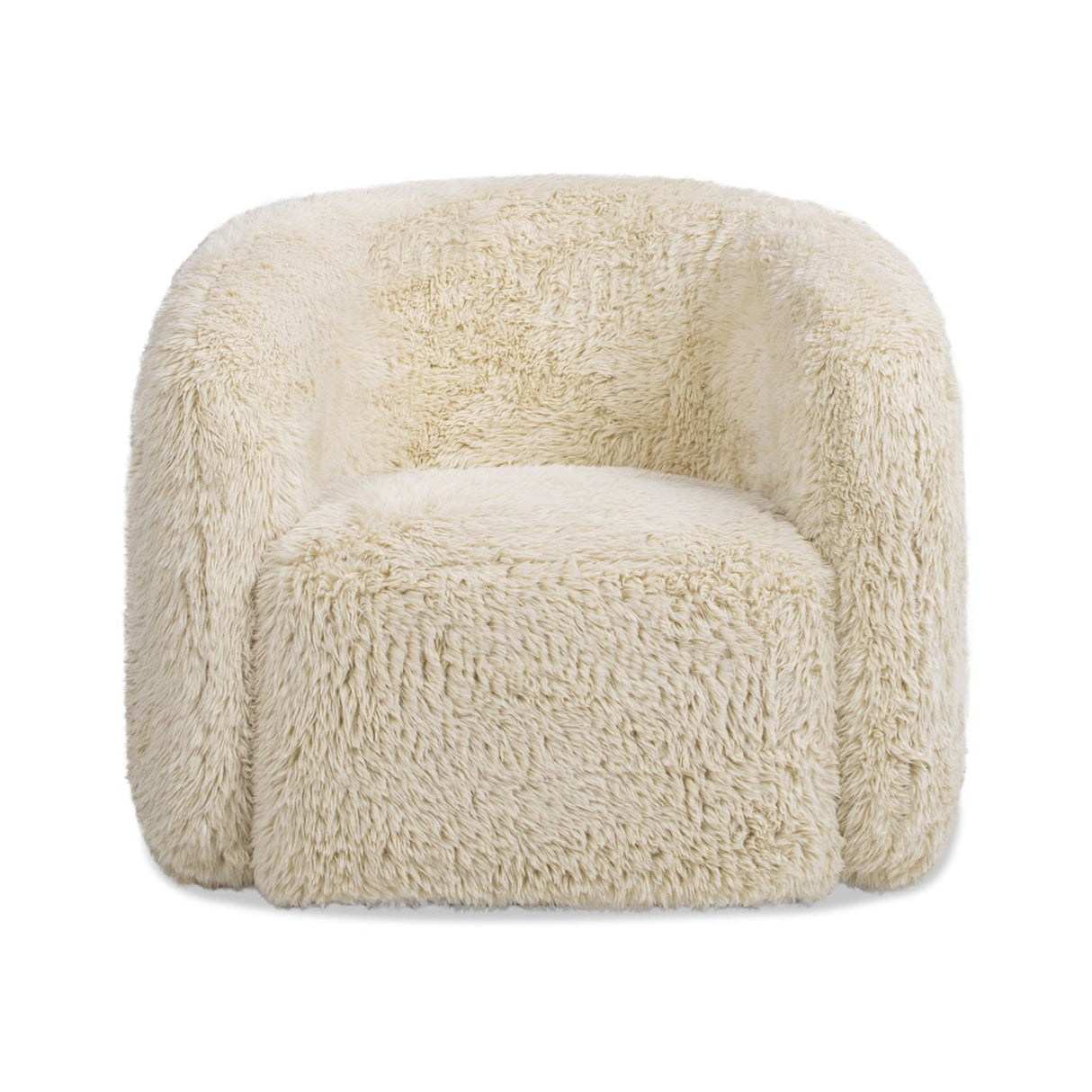 Colt - Fur Swivel Upholstered Barrel Accent Arm Chair - Cream Beige by Couch.com