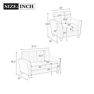 Modern Living Room Sofa Set Linen Upholstered Couch Furniture For Home Office by Couch.com