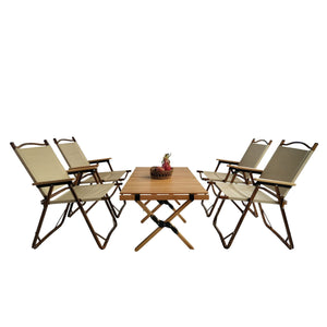 Couch.com 5 Pieces Dining Set, Multi-Function Foldable And Portable, 1 Dining Table & 4 Folding Chairs, Indoor And Outdoor Universal For Children Natural, with Storage, Durable Design by Couch.com