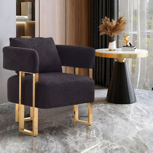 Modern Decorative Chair Teddy Fleece Upholstered And Metal Foot by Couch.com