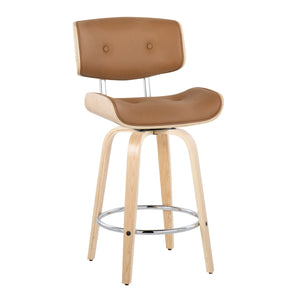 Lombardi - Mid Century Modern Fixed Height Counter Stool With Swivel With Round Footrest (Set of 2) by Couch.com