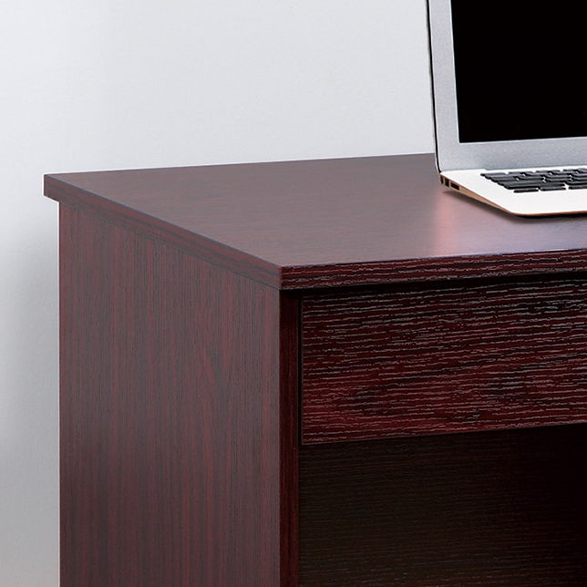 Three Locking Drawers On Metal Glides Student Desk Work Desk Modesty Panel Metal Bar Handles - Mahogany by Couch.com