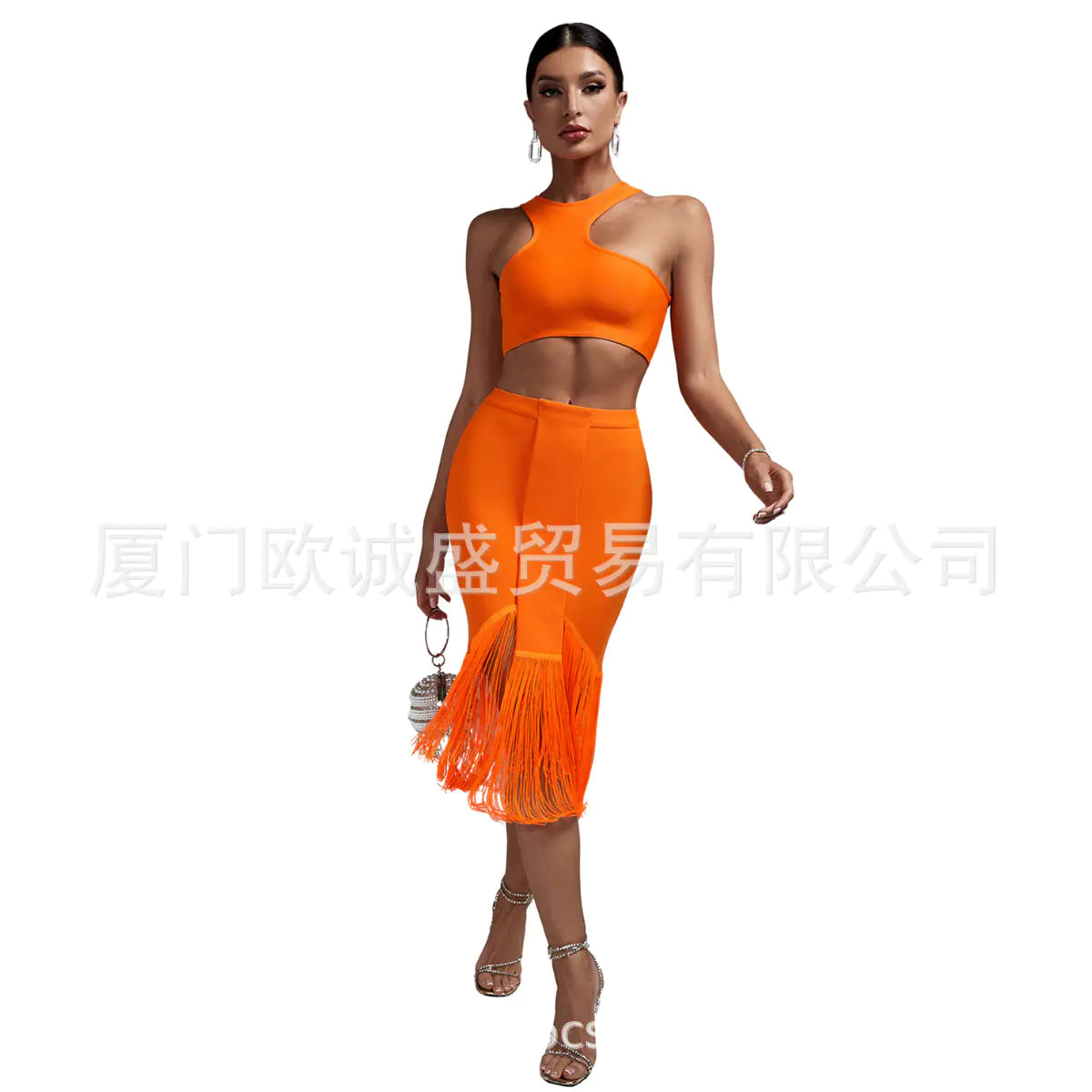 Fashionable Women's Irregular Sleeveless Top & Skirt Set