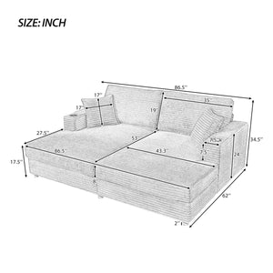 Oversized Loveseat Chaise With 2 USB Ports, 2 Cup Holders And 2 Throw Pillows by Couch.com