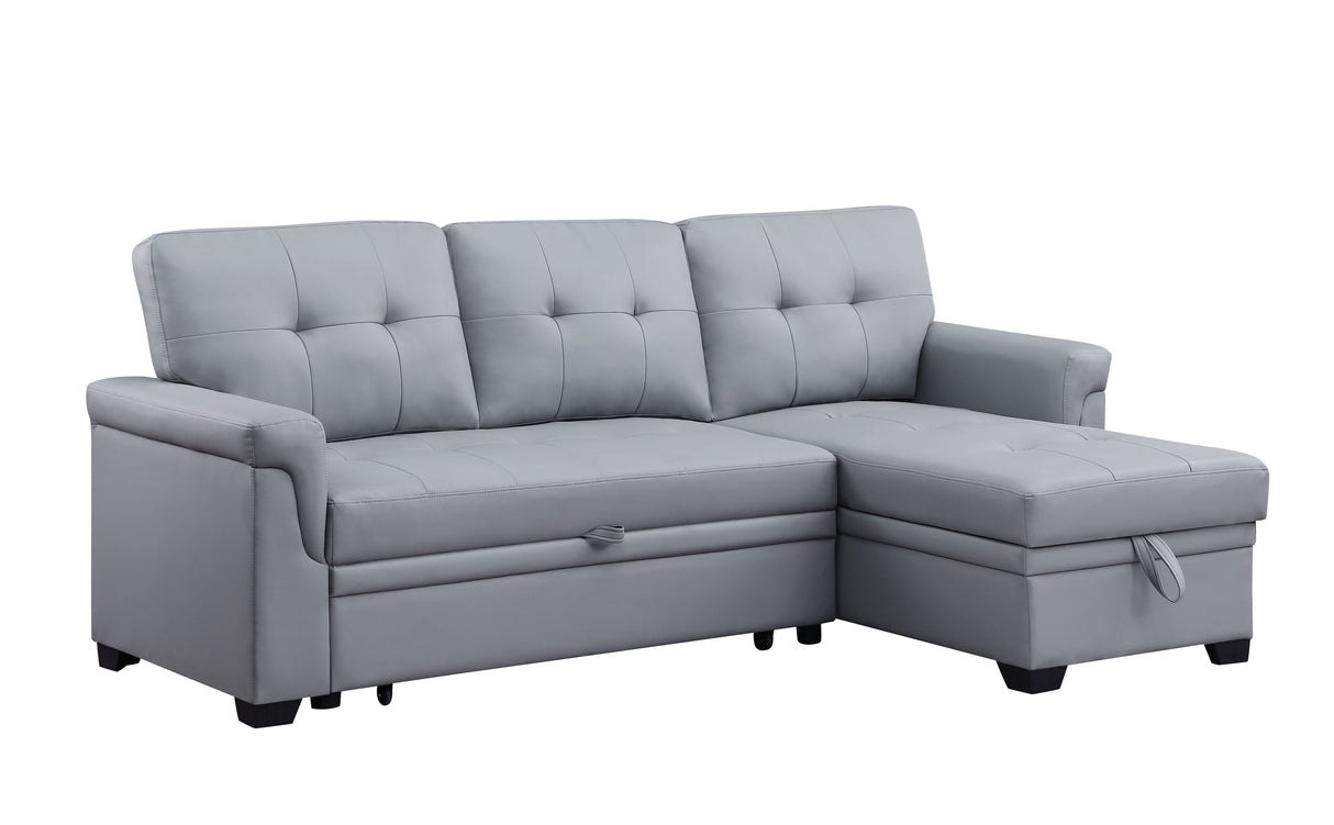 Lexi - Vegan Leather Modern Reversible Sleeper Sectional Sofa With Storage Chaise by Couch.com