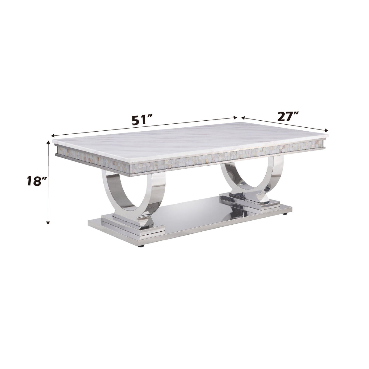 Zander Printed Faux Marble Top Mirrored Coffee Table