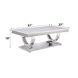 Zander Printed Faux Marble Top Mirrored Coffee Table
