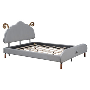 Upholstered Platform Bed With Sheep Shaped Headboard by Couch.com