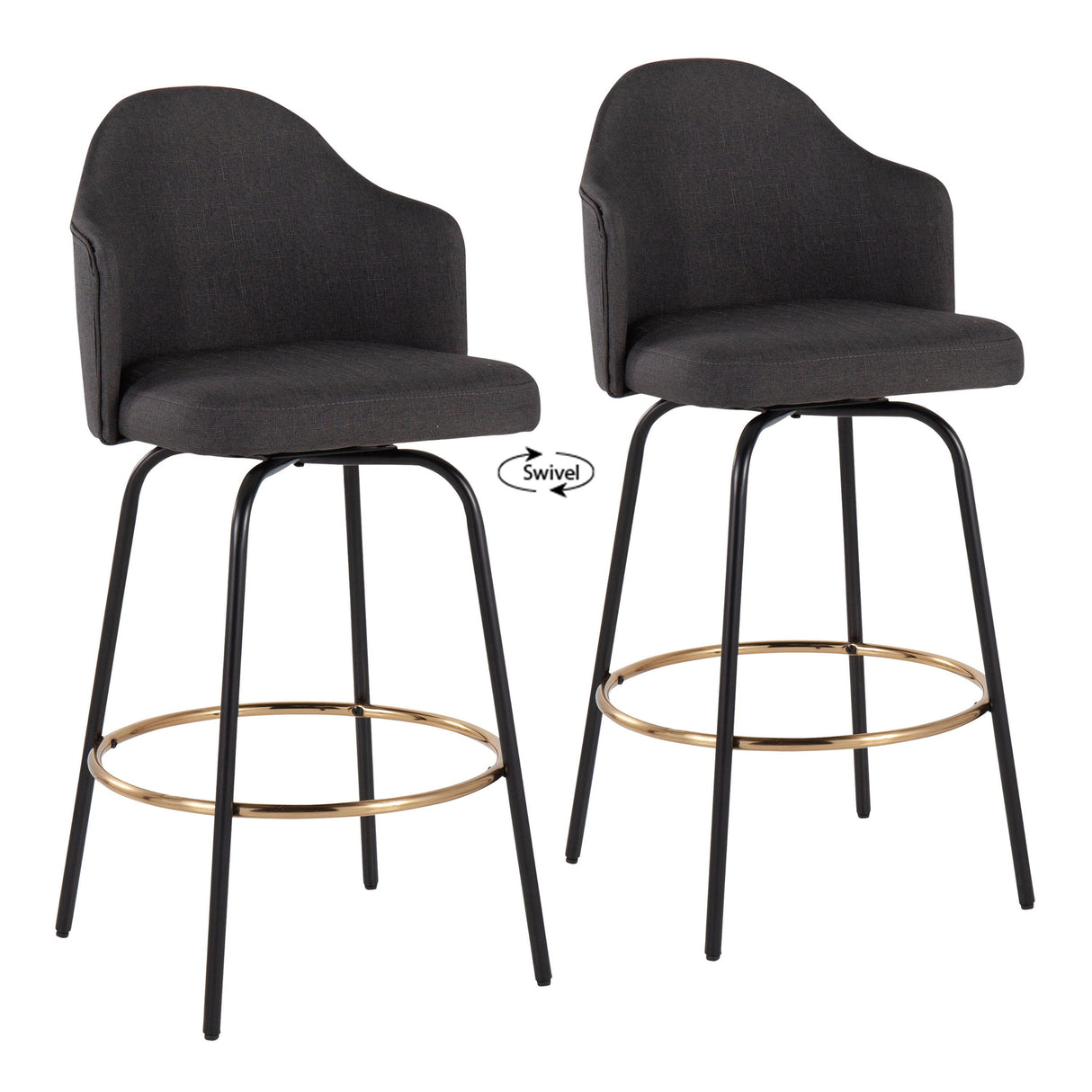 Ahoy - Contemporary Fixed Height Counter Stool Round Footrest (Set of 2) by Couch.com