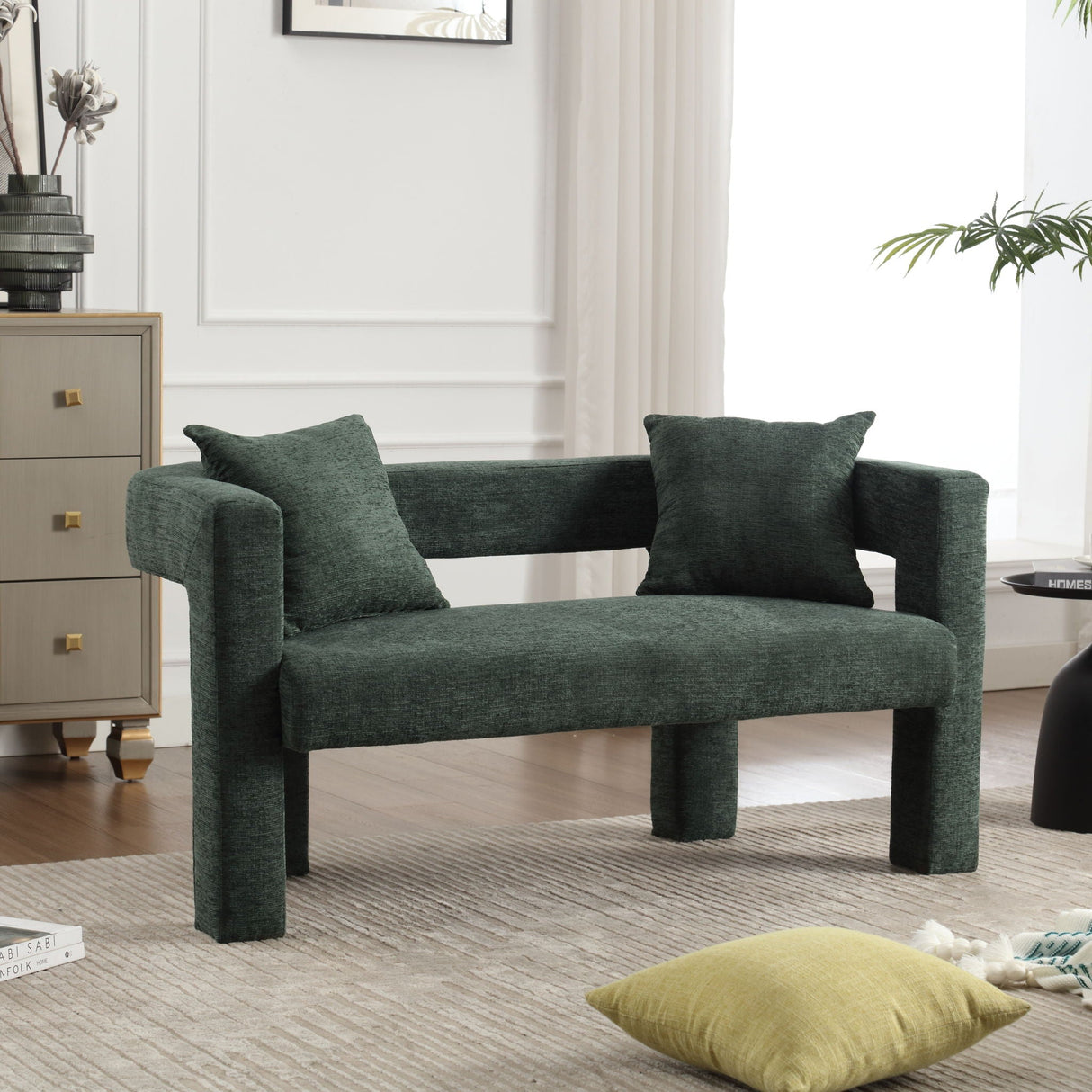 Modern Chenille Loveseat Sofa, Comfy Upholstered 2 Seater by Couch.com