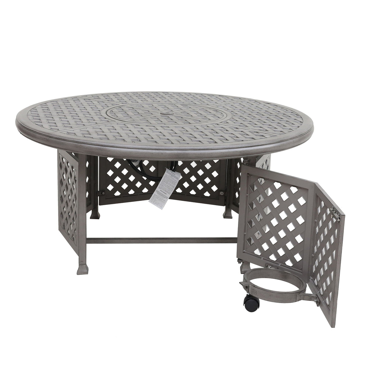 Cast Aluminum Propane Gas Firepit Table, Chat Height - Gray by Couch.com