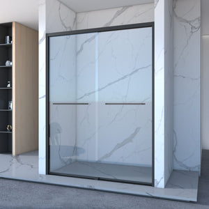 Frame Double Sliding Shower Door, Bypass Bathroom Sliding Door With Premium Clear Tempered Glass, Hardware Sliding Glass Shower Enclosure - Matte Black by Couch.com