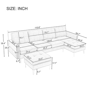 Modern L - Shape Convertible Sectional Sofa With Movable Ottoman by Couch.com