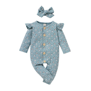 Children's Two-color Pit Stripe Printed Jumpsuit