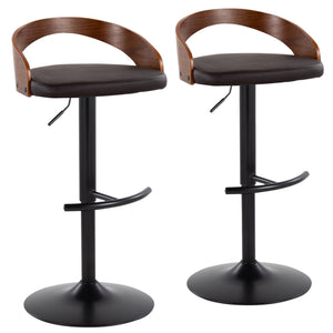 Grotto - Contemporary Adjustable Barstool With Swivel With Rounded T Footrest (Set of 2) by Couch.com